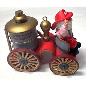 Santas Fire Engine Hallmark Keepsake Ornament 1989 Collectors Series North Pole